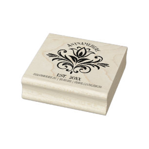 Create Your Own Elegant Calligraphy Tulip Logo Rubber Stamp