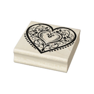 Create Your Own Elegant Filigree Vines Heart Rubber Stamp