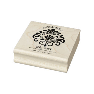 Create Your Own Elegant Floral Lotus Flower Logo Rubber Stamp