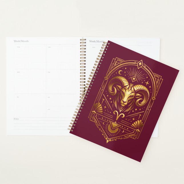 Create Your Own Elegant Gold Art Deco Aries Planner (Display)