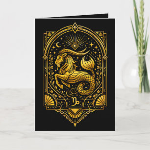 Create Your Own Elegant Gold Art Deco Capricorn Holiday Card