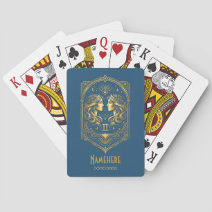 Create Your Own Elegant Gold Art Deco Gemini Playing Cards