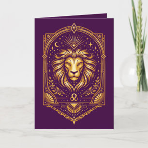 Create Your Own Elegant Gold Art Deco Leo Holiday Card