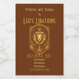 Create Your Own Elegant Gold Art Deco Leo Wine Label