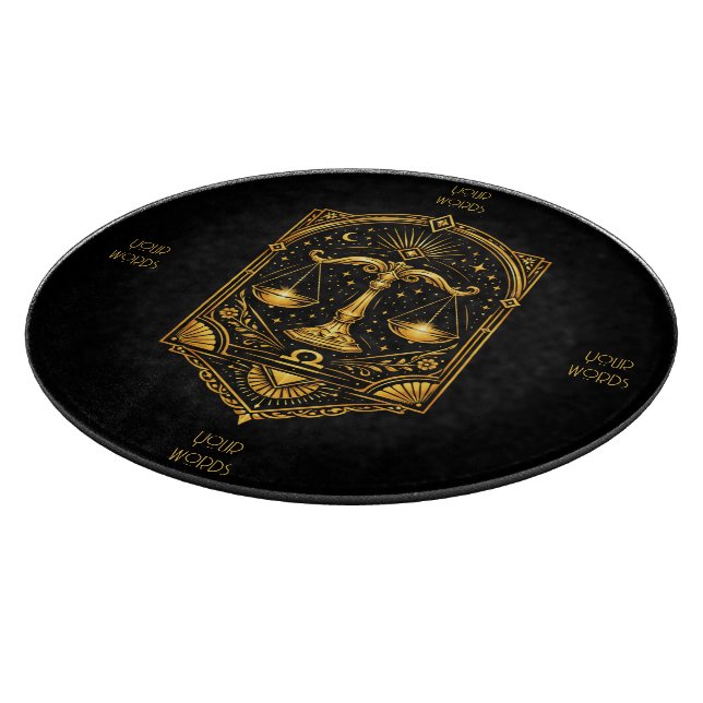 Create Your Own Elegant Gold Art Deco Libra Cutting Board (Corner)