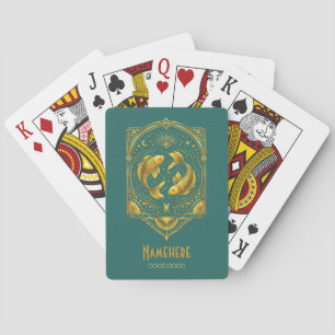 Create Your Own Elegant Gold Art Deco Pisces Playing Cards