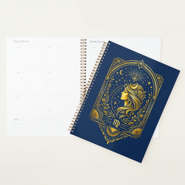 Create Your Own Elegant Gold Art Deco Virgo Planner (Display)