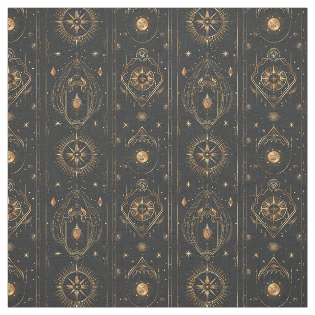 Create Your Own Elegant Gold Mystical Black Fabric (Swatch)