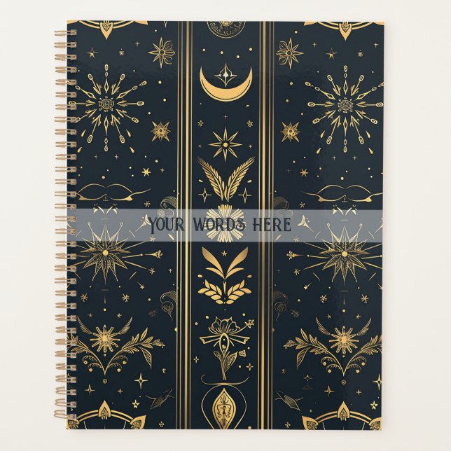 Create Your Own Elegant Gold Nature Magic Stripes Planner (Front)