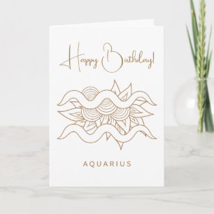 Create Your Own Elegant Gold & White Aquarius Holiday Card