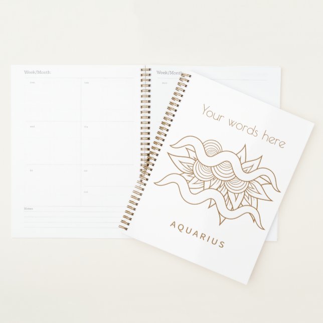Create Your Own Elegant Gold & White Aquarius Planner (Display)