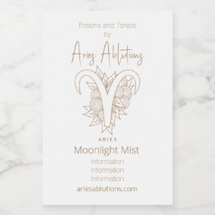 Create Your Own Elegant Gold & White Aries Zodiac Wine Label