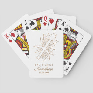 Create Your Own Elegant Gold & White Sagittarius Playing Cards