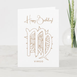 Create Your Own Elegant Gold & White Virgo Zodiac Holiday Card