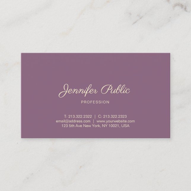 Create Your Own Elegant Handwritten Gold Script Business Card (Front)