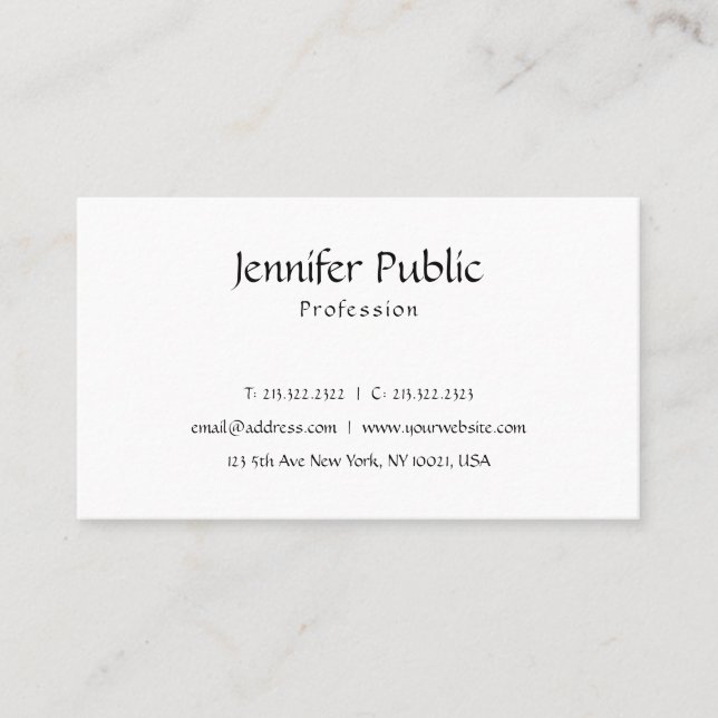 Create Your Own Elegant Modern Design Sleek Plain Business Card (Front)