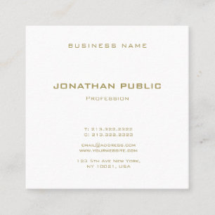 Create Your Own Elegant Modern Gold Text Font Top Square Business Card
