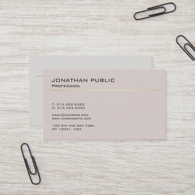 Create Your Own Elegant Modern Minimalist Plain Business Card (Front/Back In Situ)