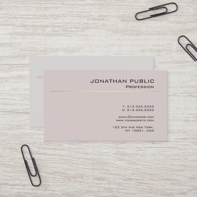 Create Your Own Elegant Modern Minimalistic Plain Business Card (Front/Back In Situ)