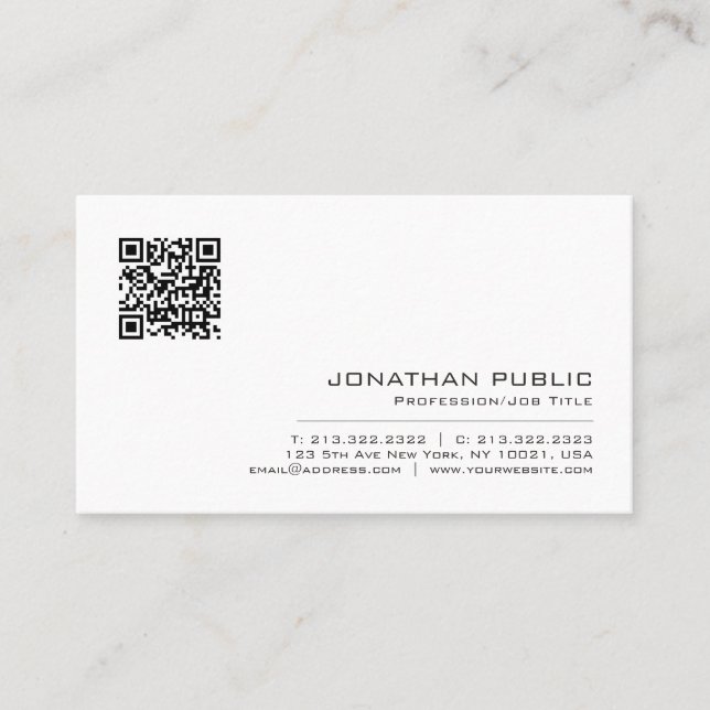 Create Your Own Elegant Modern Simple QR Code Business Card (Front)
