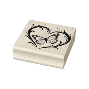 Create Your Own Elegant Monarch Butterfly Heart Rubber Stamp