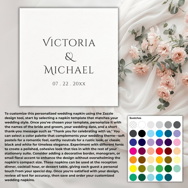 Create Your Own Elegant Monogram & Date Wedding  Napkin (Creator Uploaded)