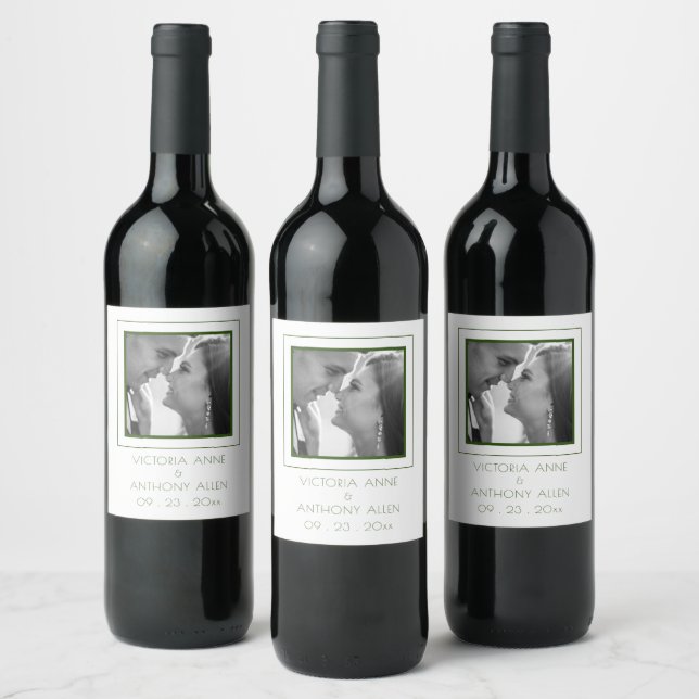 Create Your Own Elegant Photo Green Wine Label (Bottles)