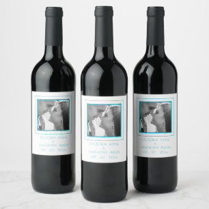 Create Your Own Elegant Photo Turquoise Wine Label