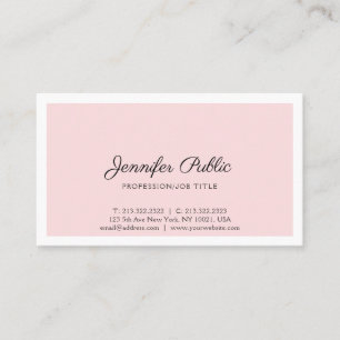Create Your Own Elegant Pink Simple Modern Plain Business Card