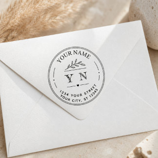 Create Your Own Elegant Round Return Address  Rubber Stamp
