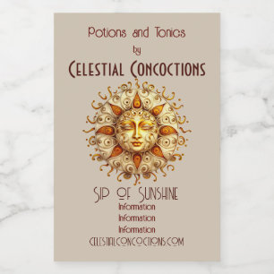 Create Your Own Elegant Steampunk Sun Wine Label