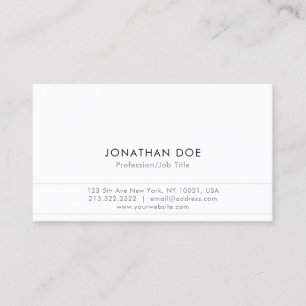 Create Your Own Elegant White Modern Simple Plain Business Card