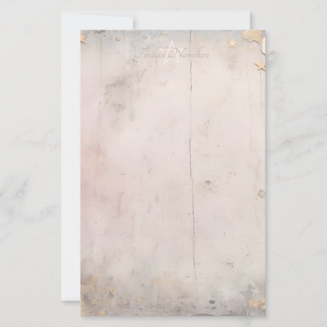 Create Your Own Enchanted Pink Gold Starry Stationery (Front)