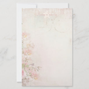 Create Your Own Enchanted Shabby Chic Pink Flowers Stationery