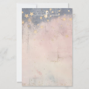 Create Your Own Enchanted Starry Night Pink Stationery