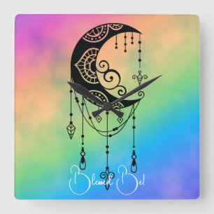 Create Your Own Enchanting Boho Moon Silhouette Square Wall Clock