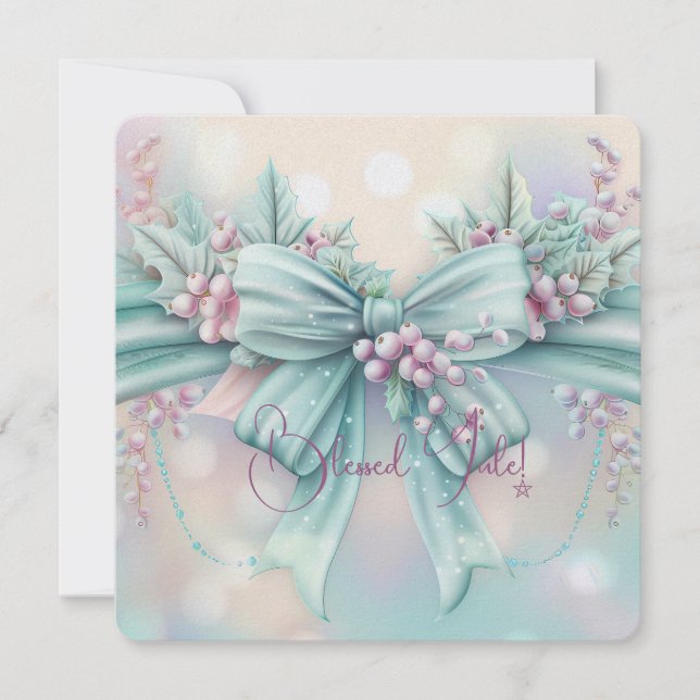 Create Your Own Enchanting Fairy Bow Holly Berries Card (Front)
