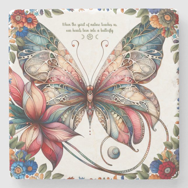 Create Your Own Enchanting Gypsy Butterfly Stone Coaster (Front)