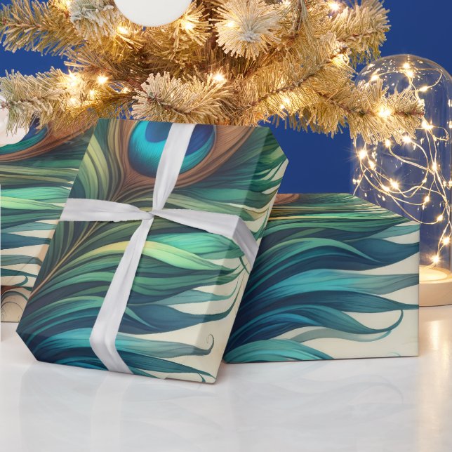Create Your Own Enchanting Peacock Feathers Wrapping Paper (Holidays)