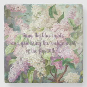 Create Your Own Enchanting Pink White Lilacs Stone Coaster