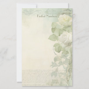 Create Your Own Enchanting White Roses Stationery