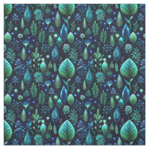 Create Your Own Ethereal Green Blue Wildflowers Fabric