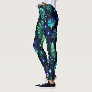 Create Your Own Ethereal Green Blue Wildflowers Leggings