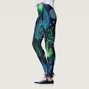 Create Your Own Ethereal Green Meadow Wildflowers Leggings