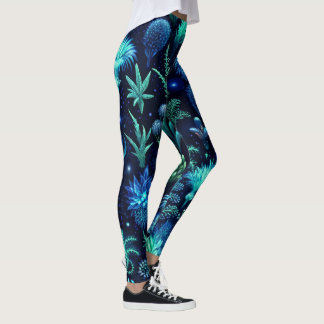 Create Your Own Ethereal Teal Wildflowers Leggings