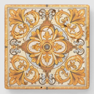 Create Your Own European Style Antique Gold Floral Stone Coaster