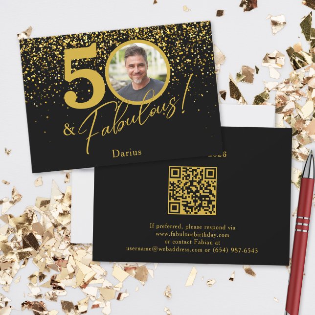 Create Your Own Fabulous Birthday Photo QR Code RSVP Card (Creator Uploaded)