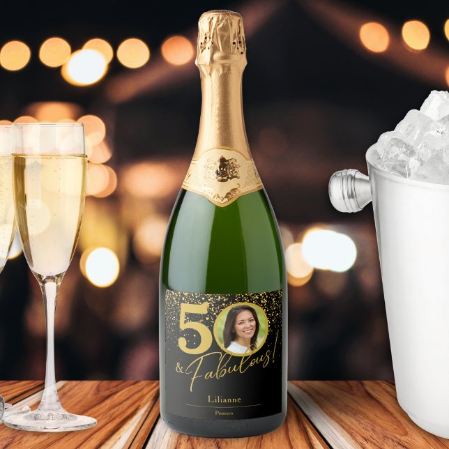 Create Your Own Fabulous Birthday Photo Sparkling Wine Label (Creator Uploaded)