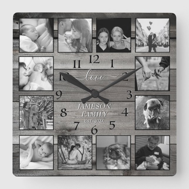 Create Your Own Family Keepsake Square Wall Clock (Front)