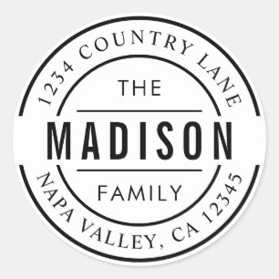 Create Your Own Family Name Return Address Classic Round Sticker